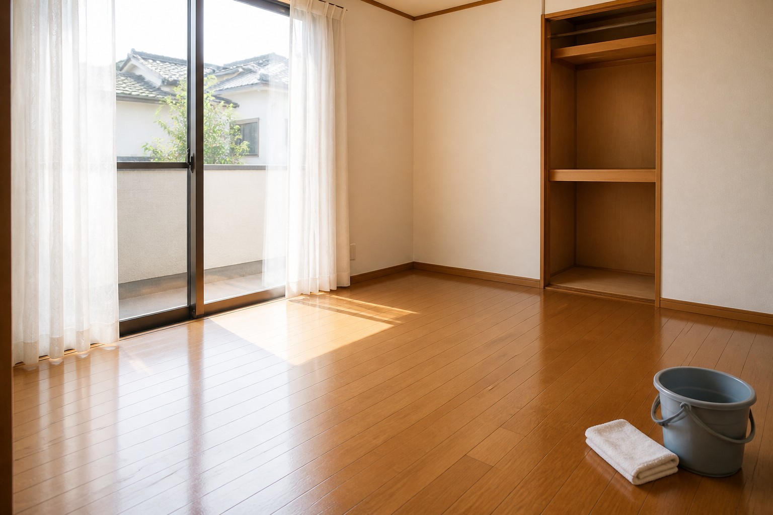 空き家整理後に換気され整った明るい室内