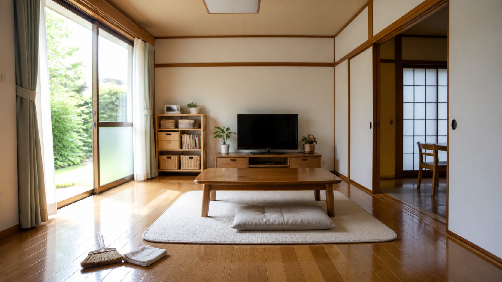 実家片付け後に掃除され、明るく整った日本の居間